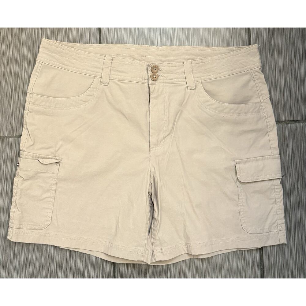 Eddie Bauer Women’s Beige Summer Trail Shorts Size 12 Stretch Outdoor Hiking